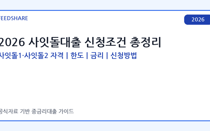 2026 사잇돌대출 신청조건 총정리｜사잇돌1·사잇돌2 자격, 한도, 금리, 신청방법