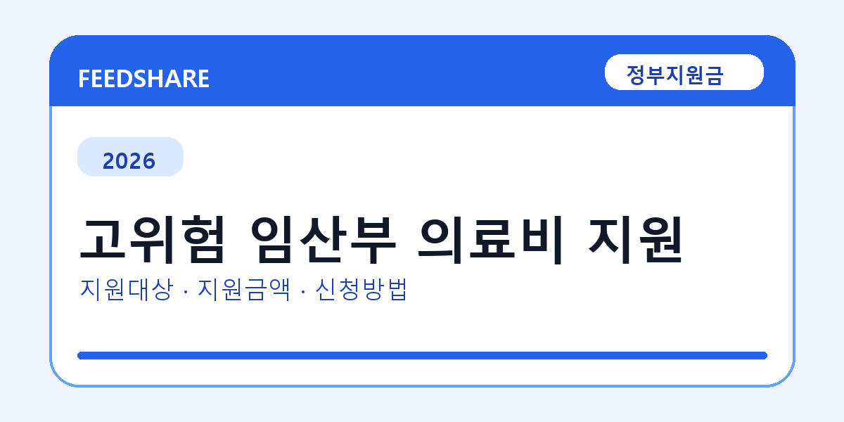 2026 고위험 임산부 의료비 지원 신청 전 꼭 확인할 조건｜지원금액·제외대상까지
