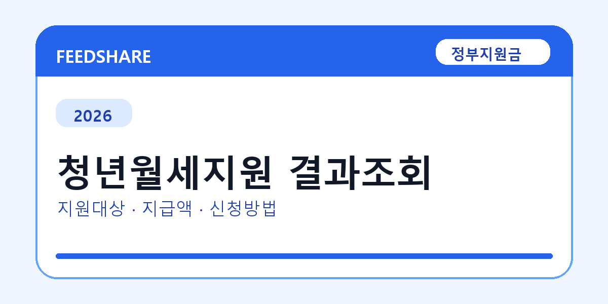 2026 청년월세지원 결과조회 신청 조건 총정리｜대상·지급액·신청방법