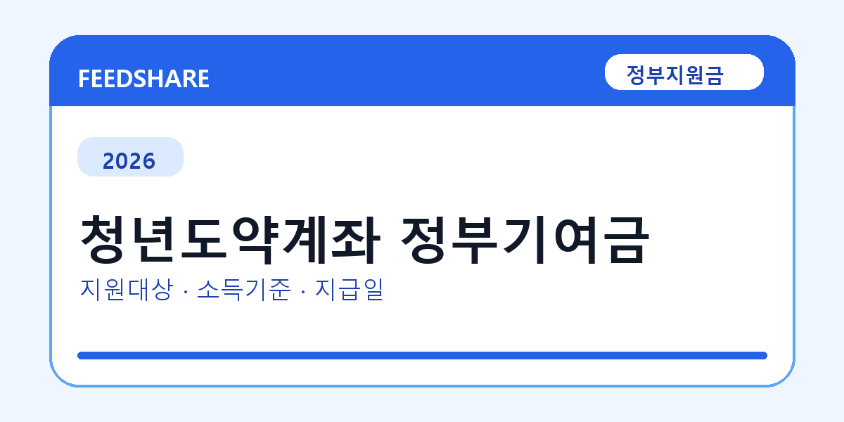 2026 청년도약계좌 정부기여금 대상자 확인 방법｜소득기준·신청기간·지급일
