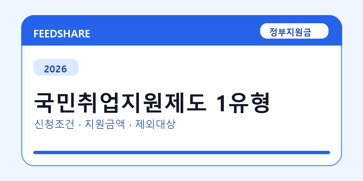2026 국민취업지원제도 1유형 신청 전 꼭 확인할 조건｜지원금액·제외대상까지