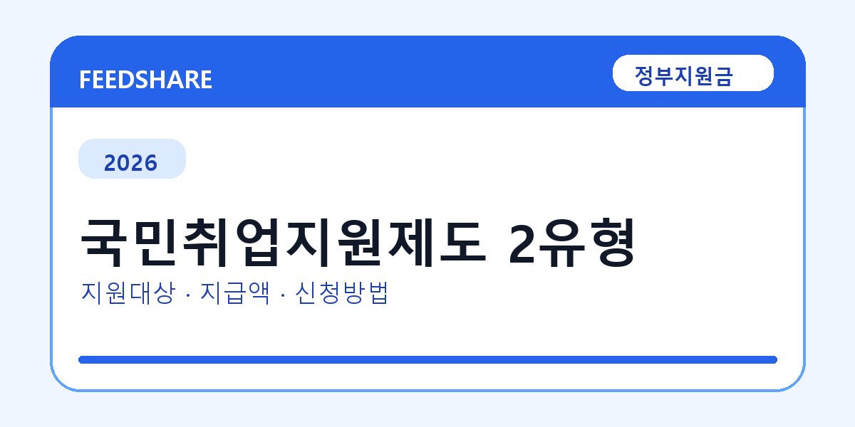 2026 국민취업지원제도 2유형 신청 조건 총정리｜대상·지급액·신청방법