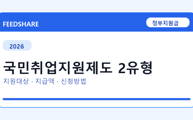 2026 국민취업지원제도 2유형 신청 조건 총정리｜대상·지급액·신청방법