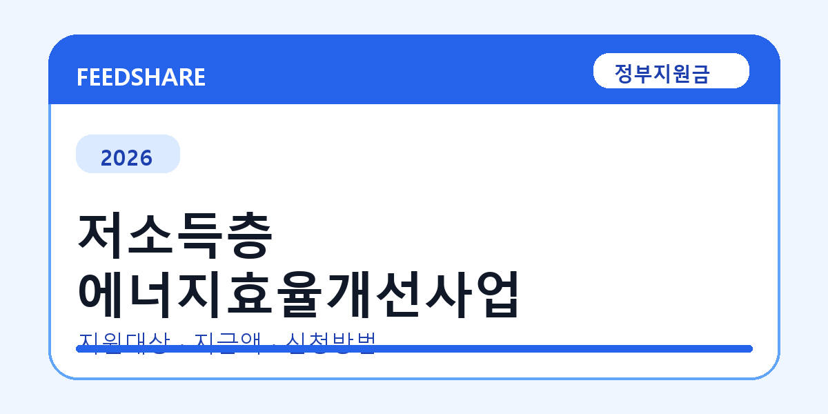 2026 저소득층 에너지효율개선사업 신청 조건 총정리｜대상·지급액·신청방법