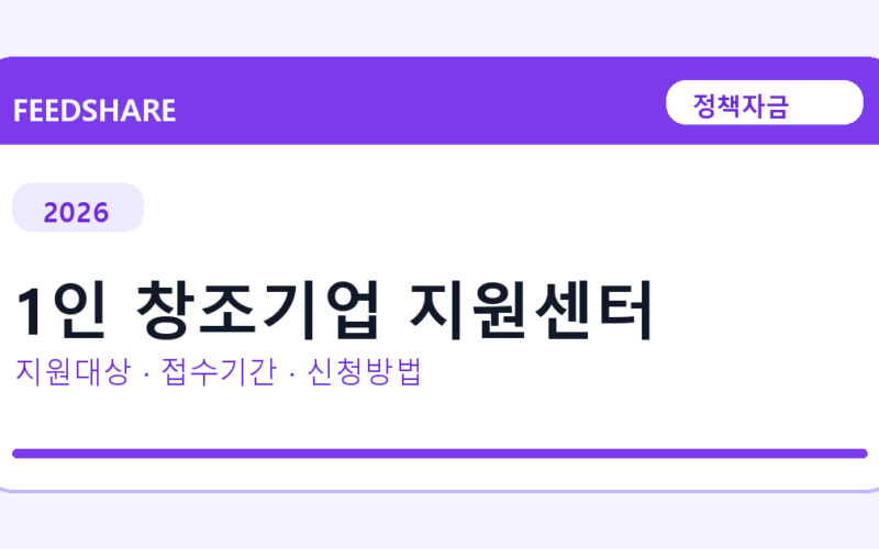 2026 1인 창조기업 지원센터 신청방법 총정리｜대상·금리·접수기간