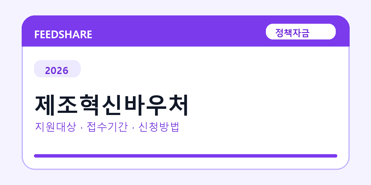 제조혁신바우처 신청방법｜지원금액·자격 조건·신청 절차