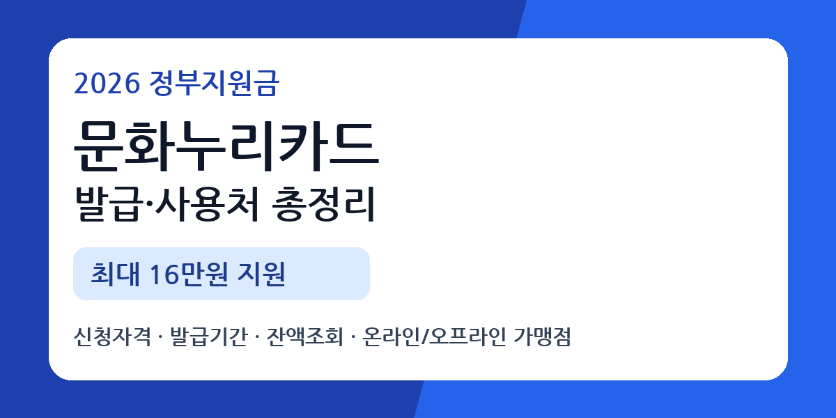 2026 문화누리카드 발급 및 사용처 총정리｜지원금 15만원+추가지원, 신청방법, 잔액조회