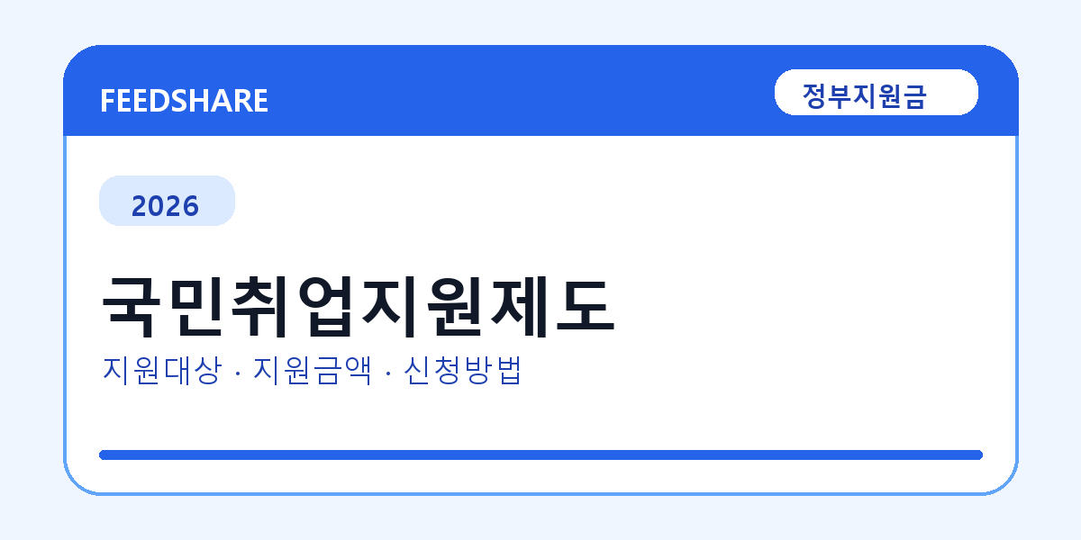 2026 국민취업지원제도 신청방법 총정리