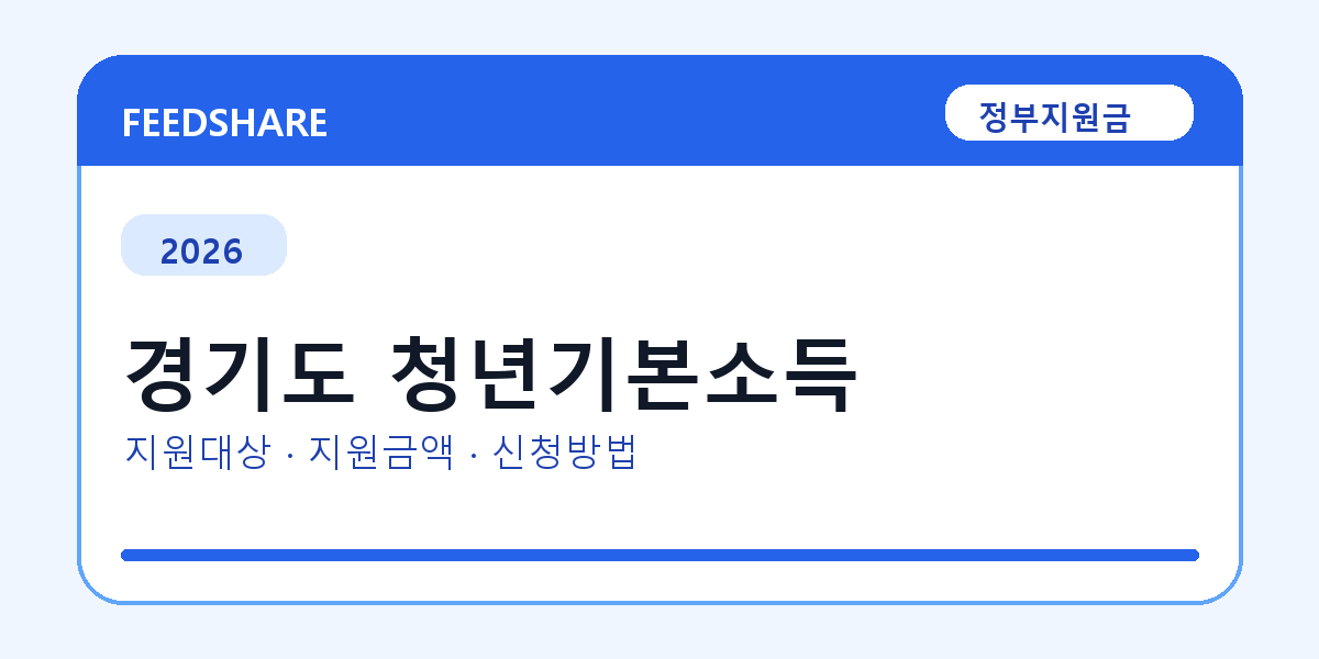 2026 경기도 청년기본소득 신청방법 총정리
