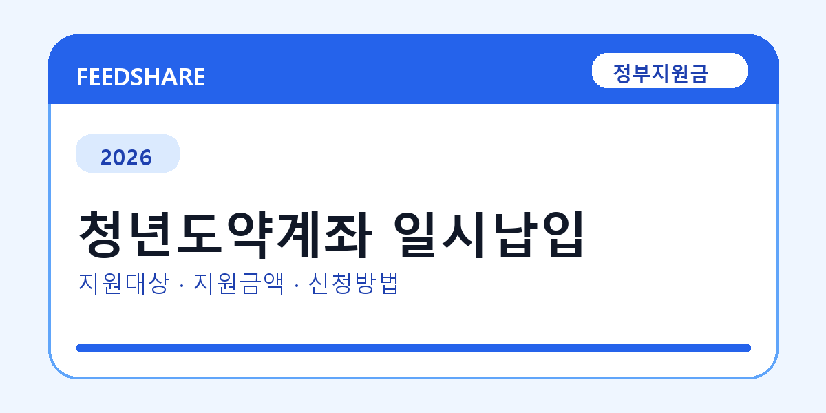 2026 청년도약계좌 일시납입 방법 총정리