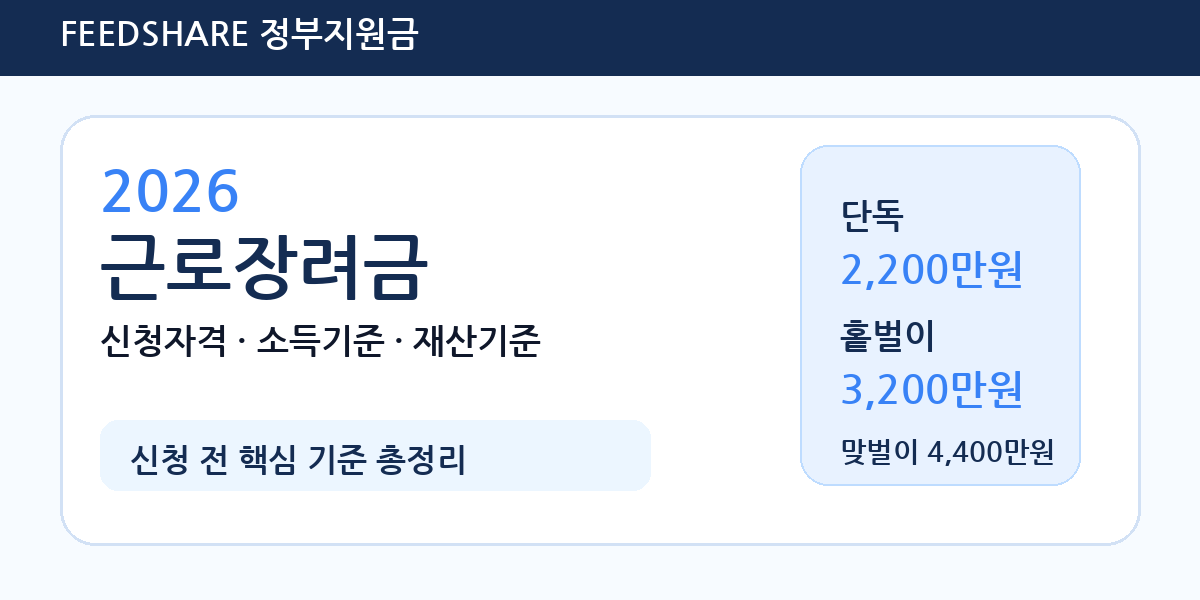 2026 근로장려금 신청자격 및 신청방법 총정리
